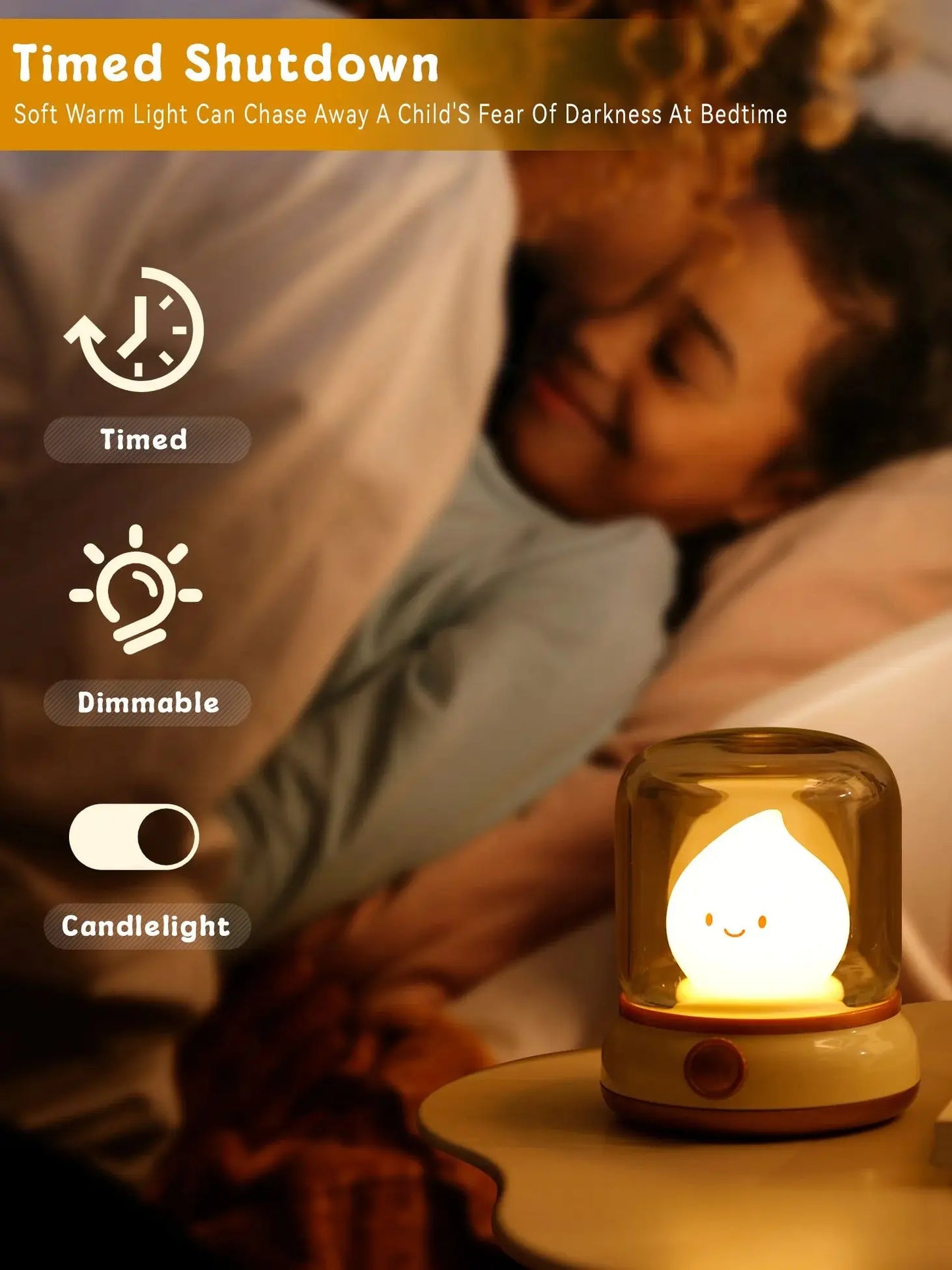 LED Flameless Candle White Noise Dimmable Night Light