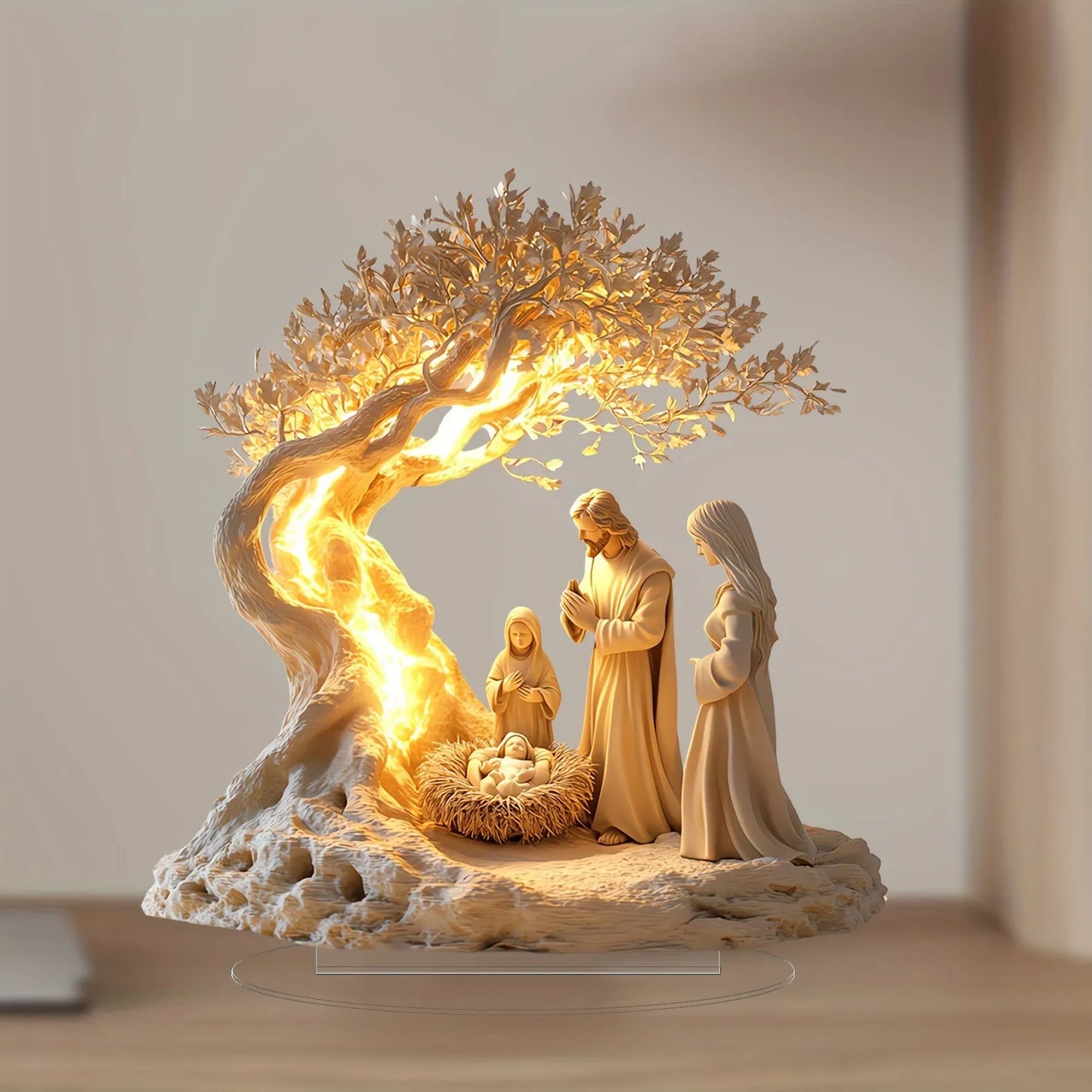 2D Prayer Moonlight Tree Decor Religious Desk