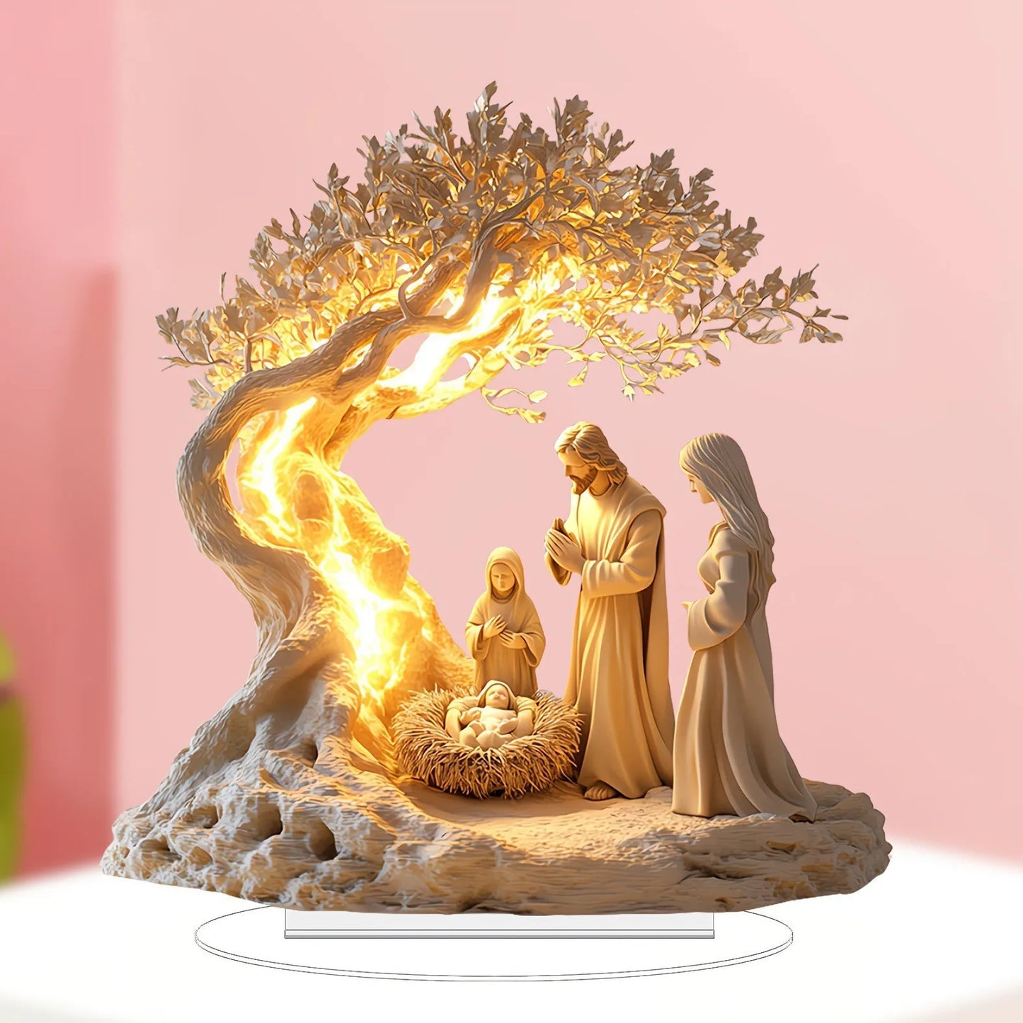 2D Prayer Moonlight Tree Decor Religious Desk