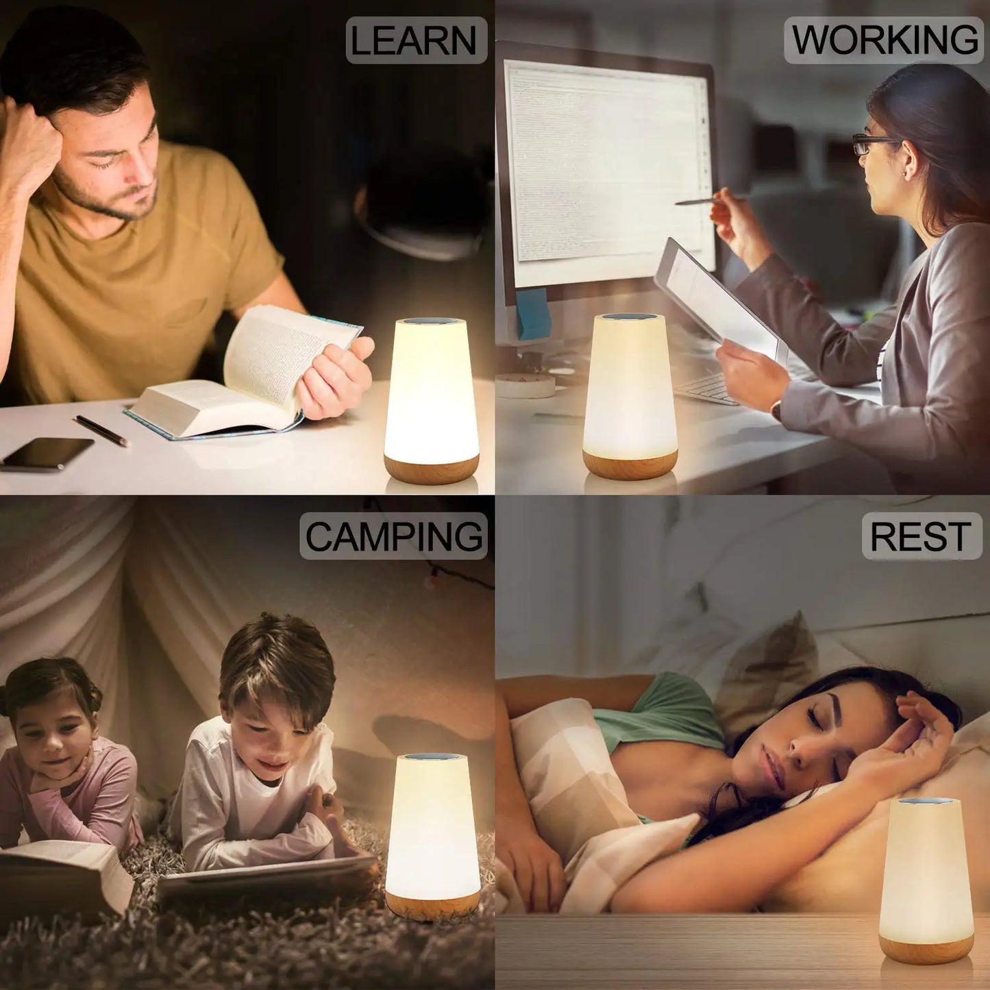 13 Colors Touch Remote Dimmable Rechargeable Lamp