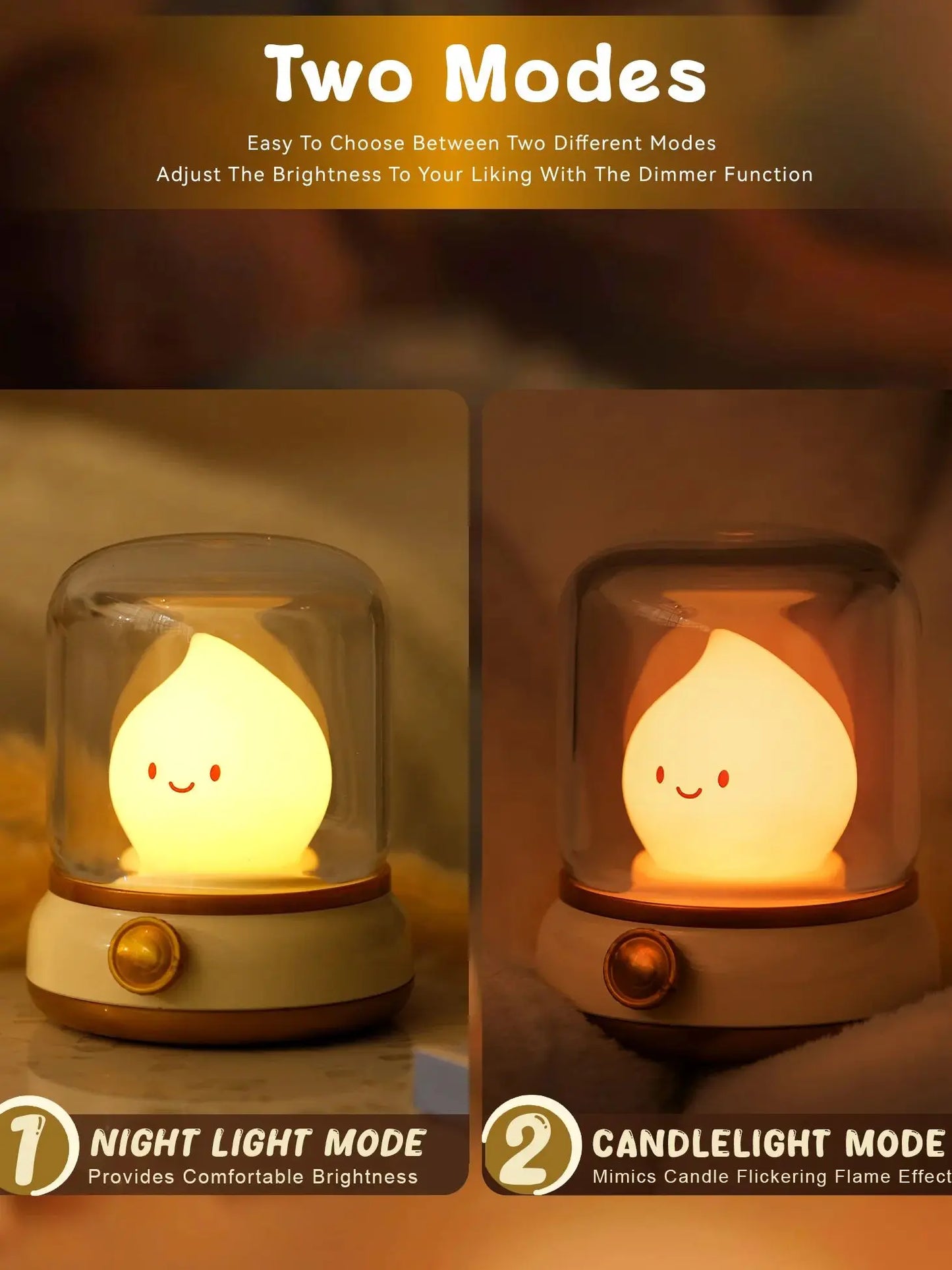 LED Flameless Candle White Noise Dimmable Night Light
